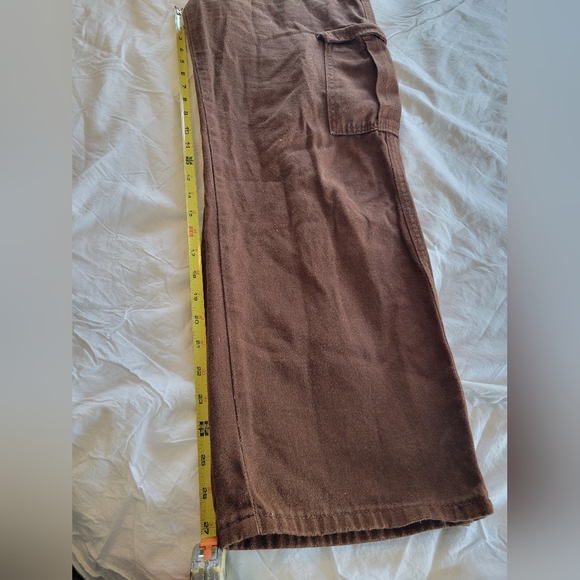 Brown Cargo Pants Small Cotton Utility Wide Leg Y2K Streetwear Size Medium - Picture 3 of 11